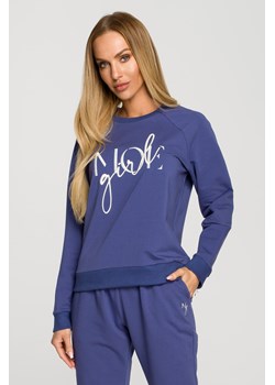 Bluza dresowa z haftem - indygo ze sklepu Cudmoda w kategorii Bluzy damskie - zdjęcie 179658169