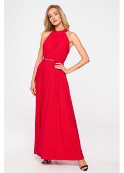 Sukienka maxi z dekoltem typu halter - czerwona ze sklepu Cudmoda w kategorii Sukienki - zdjęcie 179658639