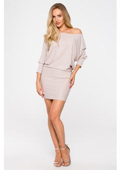 Dopasowana sukienka mini - szampańska ze sklepu Cudmoda w kategorii Sukienki - zdjęcie 179658645
