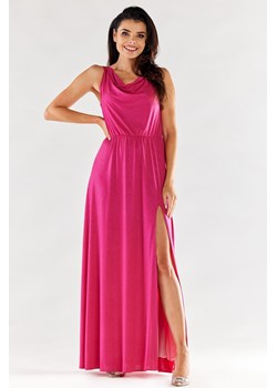 Elegancka sukienka maxi z rozcięciem - fuksja ze sklepu Cudmoda w kategorii Sukienki - zdjęcie 179658817
