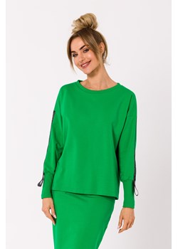 Bluza z lampasami na rękawach - soczysto-zielona ze sklepu Cudmoda w kategorii Bluzy damskie - zdjęcie 179658876