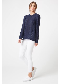 Sweter ażurowy z długim rękawem - jeansowy ze sklepu Cudmoda w kategorii Swetry damskie - zdjęcie 179659296
