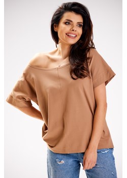 Bluzka damska oversize - beżowa ze sklepu Cudmoda w kategorii Bluzki damskie - zdjęcie 179659377