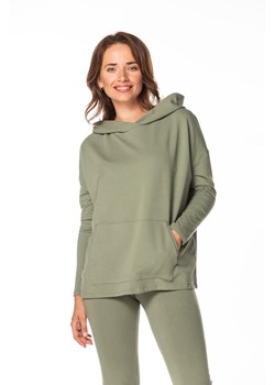 Wygodna bluza damska z kapturem - khaki ze sklepu Cudmoda w kategorii Bluzy damskie - zdjęcie 179659519