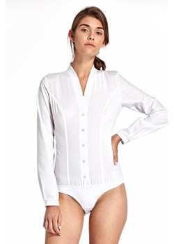 Koszula body bez kołnierzyka - biała ze sklepu Cudmoda w kategorii Bluzki damskie - zdjęcie 179659875