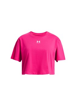 Dziewczęca koszulka oversize Under Armour UA Rival SS - różowa ze sklepu Sportstylestory.com w kategorii Bluzki dziewczęce - zdjęcie 179664629