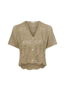 Marie Lund Kardigan damski Kobiety Bawełna seledynowy wypukły wzór tkaniny ze sklepu vangraaf w kategorii Swetry damskie - zdjęcie 179688649