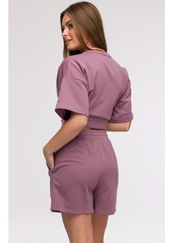 Bluza damska oversize z krótkimi rękawami wrzosowa B294, Kolor wrzosowy, Rozmiar 2XL/3XL, BeWear ze sklepu Primodo w kategorii Bluzy damskie - zdjęcie 179692309