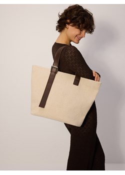 Reserved - Tkaninowa torebka shopper - złamana biel ze sklepu Reserved w kategorii Torby letnie - zdjęcie 179695288