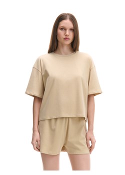 Cropp - Beżowa dwuczęściowa piżama basic - beżowy ze sklepu Cropp w kategorii Piżamy damskie - zdjęcie 179699247