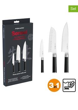 Fiskars 3-częściowy zestaw noży w kolorze czarno-srebrnym ze sklepu Limango Polska w kategorii Noże kuchenne - zdjęcie 179700268