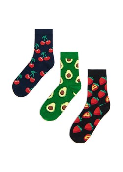 Cropp - 3 pack skarpet z owocowym motywem - wielobarwny ze sklepu Cropp w kategorii Skarpetki męskie - zdjęcie 179706668