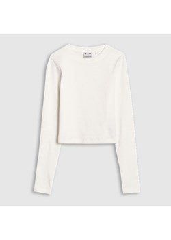 Dziewczęcy longsleeve crop top gładki 4F 4FJWSS25TLONF430 - biały ze sklepu Sportstylestory.com w kategorii Bluzki damskie - zdjęcie 179708169