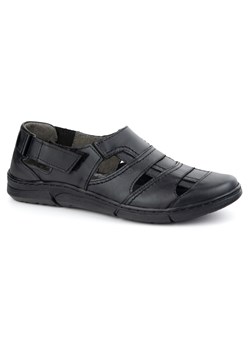 Buty męskie skórzane 54KZ czarne lekkie przewiewne na lato ze sklepu butyolivier w kategorii Półbuty męskie - zdjęcie 179715416