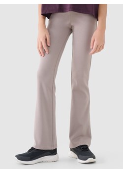 Dziewczęce legginsy dzianinowe 4F 4FJRSS25TTIGF252 - beżowe ze sklepu Sportstylestory.com w kategorii Spodnie dziewczęce - zdjęcie 179732857