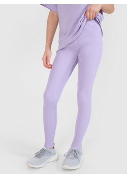 Dziewczęce legginsy dzianinowe 4F 4FJRSS25TTIGF255 - fioletowe ze sklepu Sportstylestory.com w kategorii Spodnie dziewczęce - zdjęcie 179732878