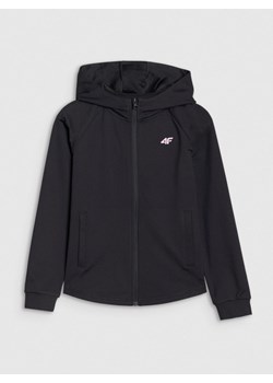 Dziewczęca bluza sportowa rozpinana z kapturem 4F 4FJWSS25TFSWF448 - czarna ze sklepu Sportstylestory.com w kategorii Bluzy dziewczęce - zdjęcie 179733249