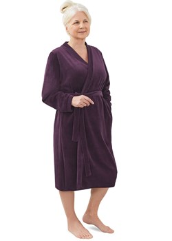 Welurowy szlafrok damski śliwkowy Sylwia III 245 04, Kolor śliwkowy, Rozmiar XL/2XL, MARTEL ze sklepu Primodo w kategorii Szlafroki damskie - zdjęcie 179759979