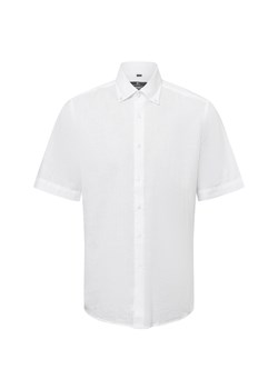 Nils Sundström Męska koszula casual z zawartością lnu Mężczyźni Modern Fit Bawełna biały jednolity ze sklepu vangraaf w kategorii Koszule męskie - zdjęcie 179763057