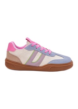 Sneakersy Damskie Z Eko Zamszu Multikolor beżowy ze sklepu ButyModne.pl w kategorii Buty sportowe damskie - zdjęcie 179767137
