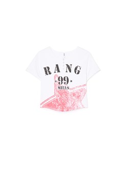 Cropp - Krótki T-shirt z zapięciem na zatrzaski - biały ze sklepu Cropp w kategorii Bluzki damskie - zdjęcie 179770406