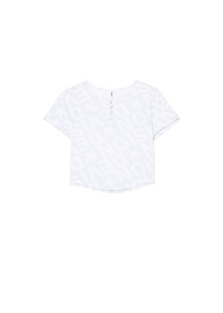 Cropp - Krótki T-shirt z zapięciem na zatrzaski - błękitny ze sklepu Cropp w kategorii Bluzki damskie - zdjęcie 179770409