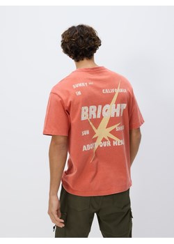 Reserved - T-shirt boxy z nadrukiem na plecach - brązowy ze sklepu Reserved w kategorii T-shirty męskie - zdjęcie 179772286