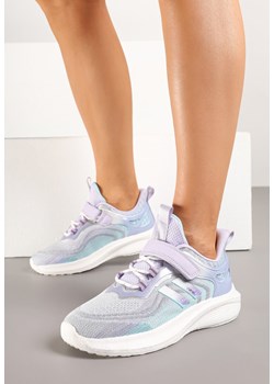 Szaro-Fioletowe Buty Sportowe Sneakersy Ozdobione Paskami Neosetia ze sklepu born2be.pl w kategorii Buty sportowe damskie - zdjęcie 179783307