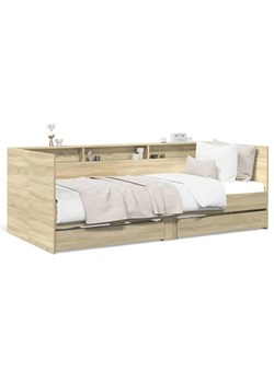 Drewniane łóżko dąb sonoma 90x200 cm T9-R38 ze sklepu Edinos.pl w kategorii Łóżka i materace - zdjęcie 179783927