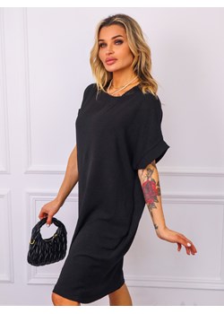 SUKIENKA T-SHIRTOWA Z KIESZENIAMI- CZARNA ze sklepu olika.com.pl w kategorii Sukienki - zdjęcie 179789419