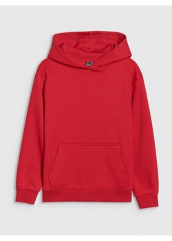 Chłopięca bluza z kapturem nierozpinana 4F 4FJWSS25TSWSM1852 - czerwona ze sklepu Sportstylestory.com w kategorii Bluzy chłopięce - zdjęcie 179792205