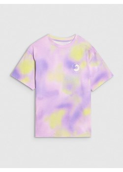 Dziewczęcy t-shirt z nadrukiem 4F 4FJWSS25TTSHF2253 - fioletowy ze sklepu Sportstylestory.com w kategorii Bluzki dziewczęce - zdjęcie 179792238
