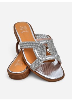 Royalfashion Damskie klapki z plecionymi paseczkami z cyrkoniami Lunaris ze sklepu royalfashion.pl w kategorii Klapki damskie - zdjęcie 179794918