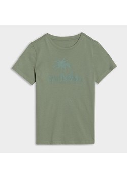 Chłopięcy t-shirt z nadrukiem 4F 4FJRSS25TTSHM2867 - turkusowy ze sklepu Sportstylestory.com w kategorii T-shirty chłopięce - zdjęcie 179802349