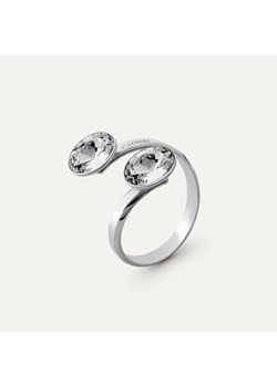 Pierścionek z dwoma kryształami Rivoli 8 mm, srebro 925 w pokryciu platyną ze sklepu GIORRE w kategorii Pierścionki - zdjęcie 179804049