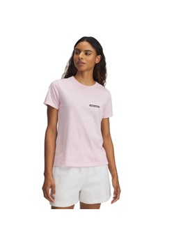 Damski t-shirt z nadrukiem Under Armour UA Rival Outline SS - różowy ze sklepu Sportstylestory.com w kategorii Bluzki damskie - zdjęcie 179824288
