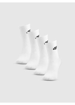Chłopięce skarpetki za kostkę (4-pack) 4F 4FJWSS25USOCM433 - białe ze sklepu Sportstylestory.com w kategorii Skarpetki dziecięce - zdjęcie 179824437