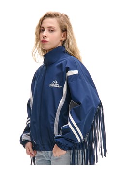 Cropp - Granatowa sportowa kurtka z frędzlami - granatowy ze sklepu Cropp w kategorii Kurtki damskie - zdjęcie 179828145