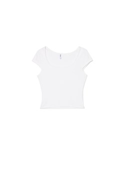 Cropp - Biały T-shirt z kwadratowym dekoltem - biały ze sklepu Cropp w kategorii Bluzki damskie - zdjęcie 179828298