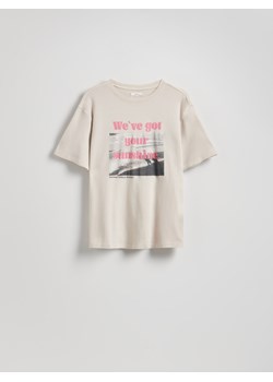 Reserved - T-shirt z nadrukiem - jasnoszary ze sklepu Reserved w kategorii Bluzki damskie - zdjęcie 179829287