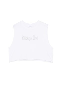 Cropp - Biały T-shirt z ozdobnym napisem - biały ze sklepu Cropp w kategorii Bluzki damskie - zdjęcie 179837026