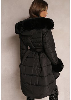 Czarna Kurtka Pikowana z Futerkiem Pasilinai ze sklepu renee.pl w kategorii Kurtki damskie - zdjęcie 179838749