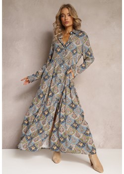 Niebiesko-Zielona Sukienka Koszulowa we Wzór Paisley Zeli ze sklepu renee.pl w kategorii Sukienki - zdjęcie 179849368