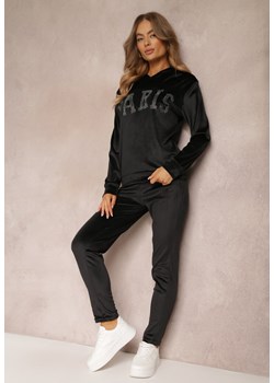 Czarny 2-częściowy Welurowy Komplet Dresowy z Bluzą i Spodniami Yamiya ze sklepu renee.pl w kategorii Dresy damskie - zdjęcie 179855065