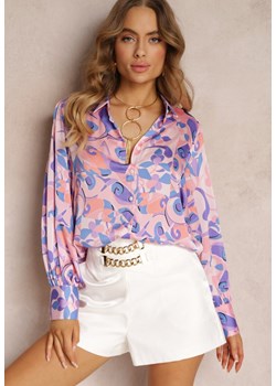 Różowo-Fioletowa Koszula Ozdobiona Abstrakcyjnym Printem Sharleen ze sklepu renee.pl w kategorii Koszule damskie - zdjęcie 179857856