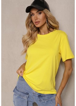 Żółty T-shirt z Krótkim Rękawem i Okrągłym Dekoltem Volksa ze sklepu renee.pl w kategorii Bluzki damskie - zdjęcie 179858847