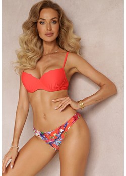 Czerwone Bikini w Kwiaty z Falbanką i Regulowanymi Ramiączkami Cholon ze sklepu renee.pl w kategorii Stroje kąpielowe - zdjęcie 179866457