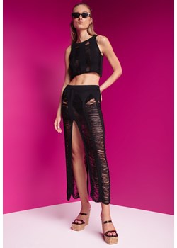 Czarny Plażowy Komplet 2-Częściowy Top i Spódnica z Rozcięciami Isadandia ze sklepu renee.pl w kategorii Komplety i garnitury damskie - zdjęcie 179868985