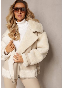 Jasnobeżowa Kurtka Ramoneska z Futerkiem Mysteri ze sklepu renee.pl w kategorii Kurtki damskie - zdjęcie 179879078