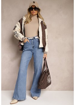 Niebieskie Jeansy High Waist z Szerokimi Nogawkami i Ozdobną Nerką Stilla ze sklepu renee.pl w kategorii Jeansy damskie - zdjęcie 179884679